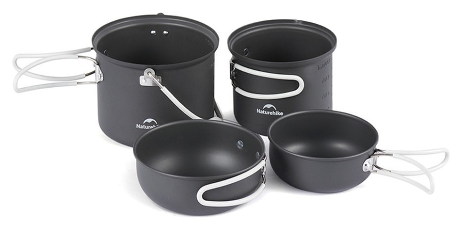 Набір посуду (2 каструлі, 2 кришки) Naturehike NH18T018-G, алюміній FNR_6927595785515