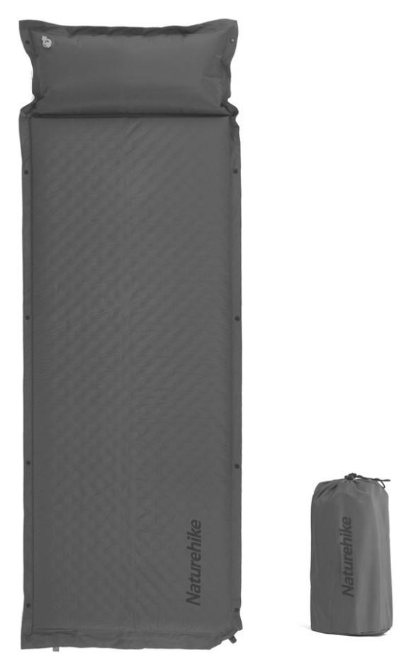 Коврик самонадувающийся одноместный с подушкой Naturehike CNK2300DZ014, 60мм, графит FNR_6976507663953