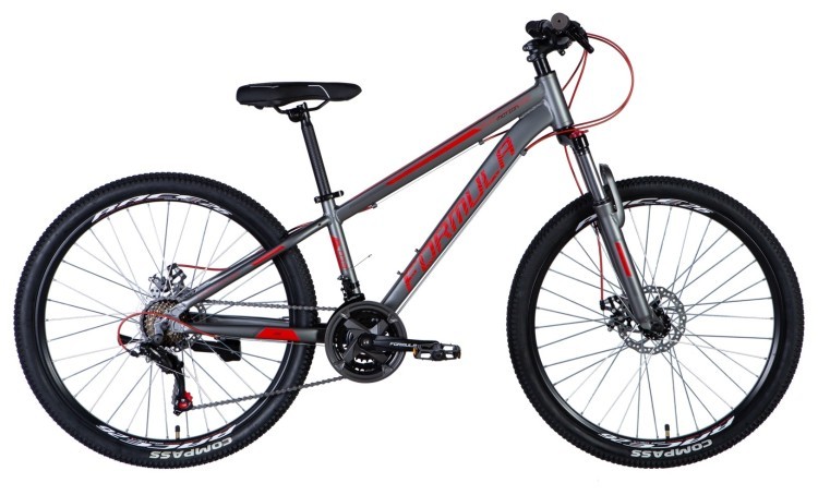 Велосипед AL 26" Formula MOTION DD рама-13" серо-красный (матовый) 2024 OPS-FR-26-699