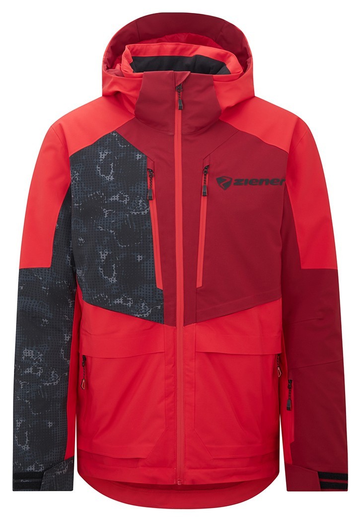 Ziener куртка лижна Trivor 2026 red-black foggy print 50 137017-888428-50