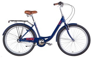 Велосипед уцінений AL 26" Dorozhnik RUBY планет. рама-17" темно-синій з багажником зад St, з крилом St 2022 SHIMANO NEXUS