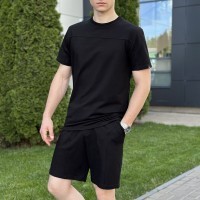 Чоловічий літній комплект шорти і футболка чорний Pobedov Barel