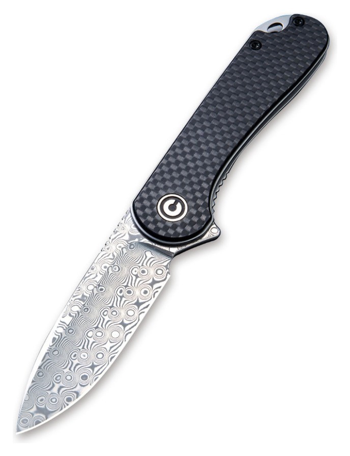 Ніж складаний кишеньковий Civivi Elementum, (7.5 см) Damascus / Carbon Fiber & G10 FNR_C907DS