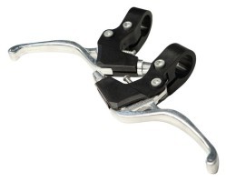 Ручки тормозные Алюминий + пластик под 2 пальца. PJ-65PA черный с серебристым