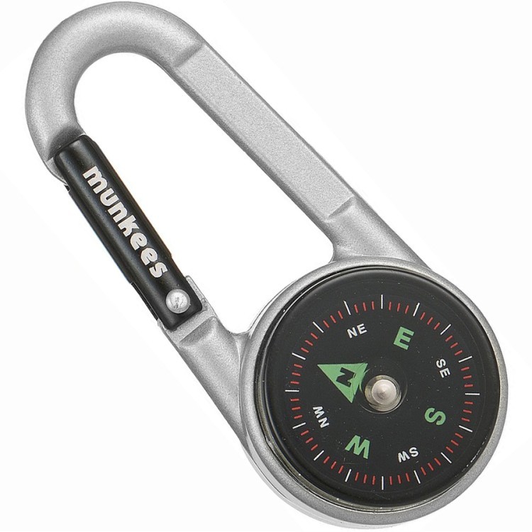 Munkees 3135 карабин Compass with Thermometer silver 3135-SV