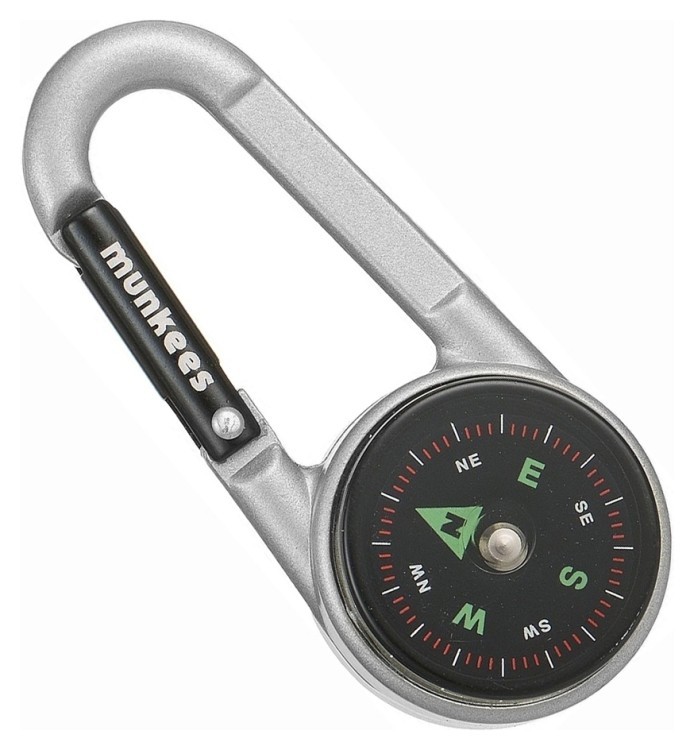 Munkees 3135 карабін Compass with Thermometer silver 3135-SV