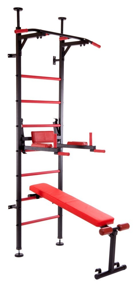 Шведская стенка-стойка с подставкой под штангу Торнадо, сталь, черный RNS_L-6782