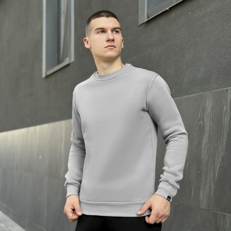 Світшот чоловічий однотонний сталевий Pobedov 007 ЗИМА POB_00000005732