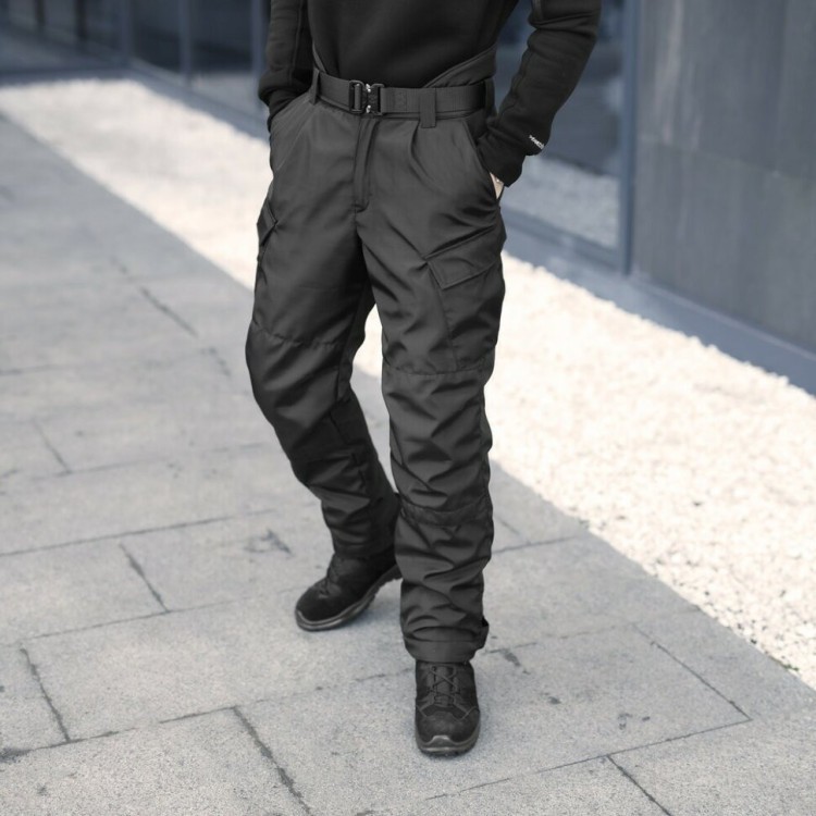 Мужские ватные зимние брюки Pobedov Fight. Черные зимние мужские брюки POB_00000006995