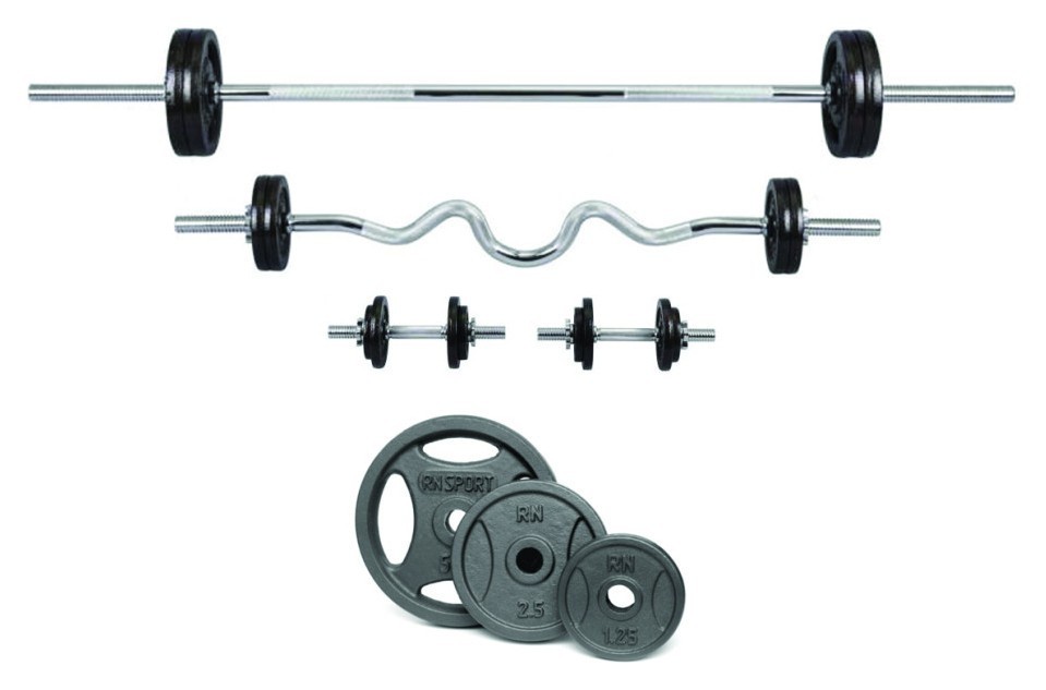 Набор штанга и гантели. Металлические блины RN-Sport + 4 грифа. 80 кг веса. RNS_RN-ch65