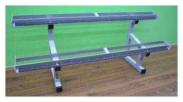 Стеллаж для гантелей (2 яруса по 2 метра, резиновый)