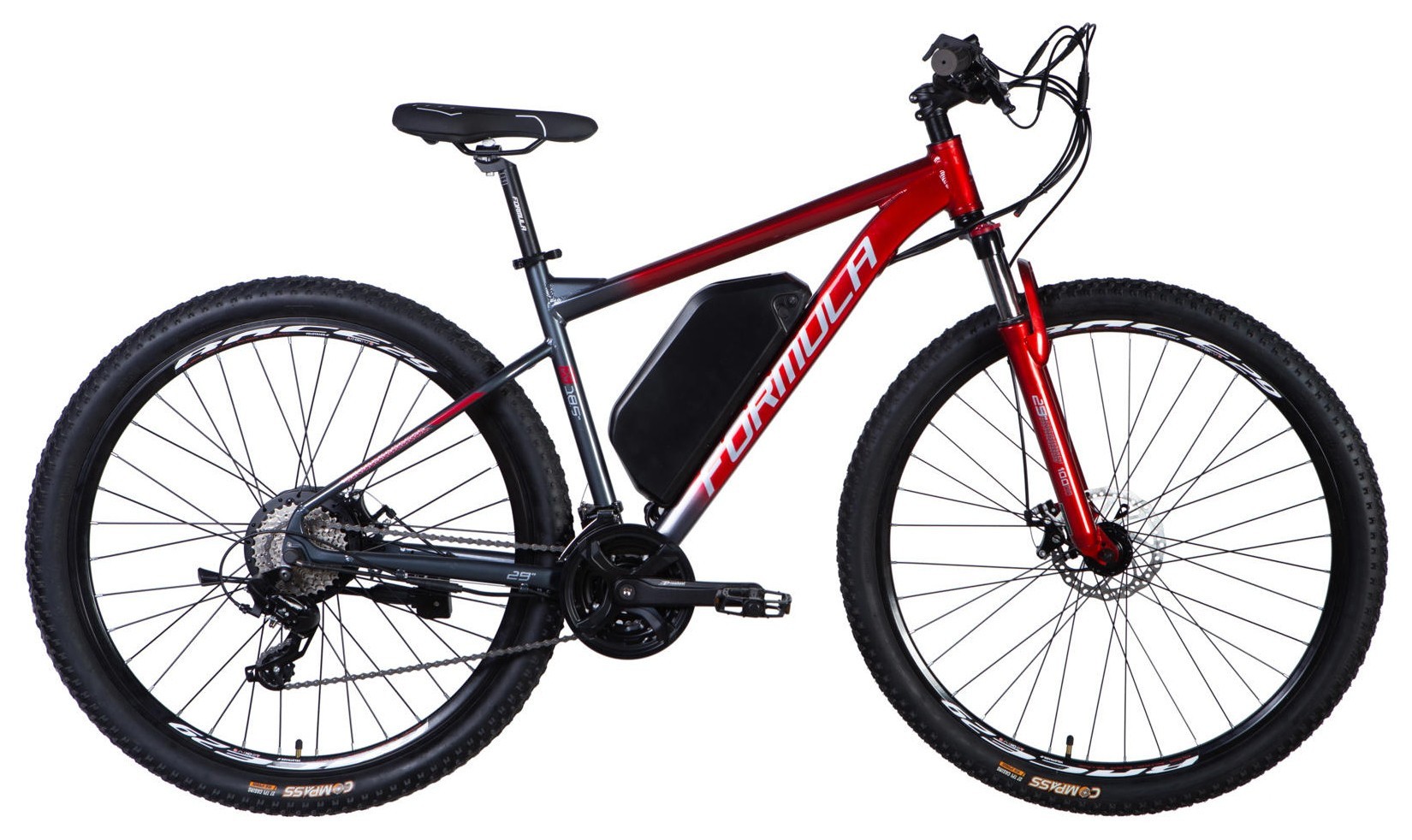 Велосипед з електроприводом 29" AL Formula eF-1 DD CS рама-18,5" 48B 17.5А*г 500Вт червоно-сріблястий 2026 ELB-FR-29-251