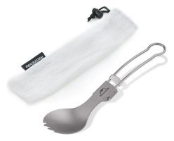 Ложко-вилка титановая складная Naturehike NH19C001-J серая с мешочком