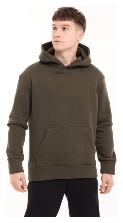Тепле чоловіче худі на флісі з капюшоном хакі Pobedov 008 ЗИМА POB_00000007052