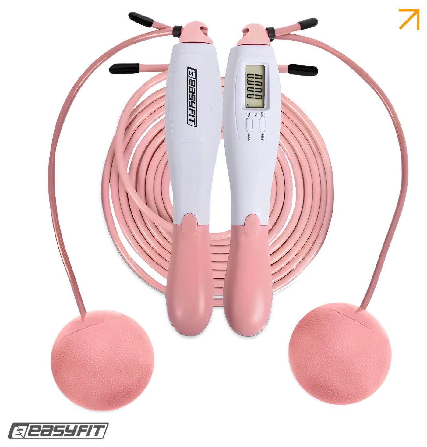 Скакалка без шнура EasyFit TwinRope со счетчиком 2,8м белый-розовый EFIT_EF-1909-WP