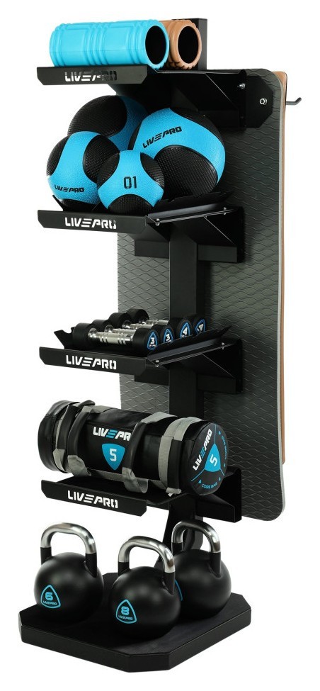 Стеллаж модульный для инвентаря кроссфит STORAGE RACK LiveUp LP8875 размер-55x60x180см черный RNS_LP8875