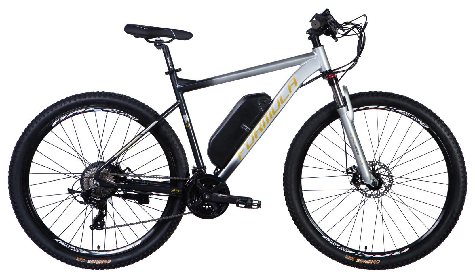 Велосипед з електроприводом 29" AL Formula eF-1 DD CS рама-21" 48B 12.5А*г 500Вт сріблясто-чорний 2026 ELB-FR-29-254