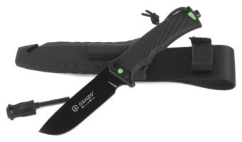 Ніж Ganzo G8012V2-BK чорний (G8012V2-BK) з паракордом