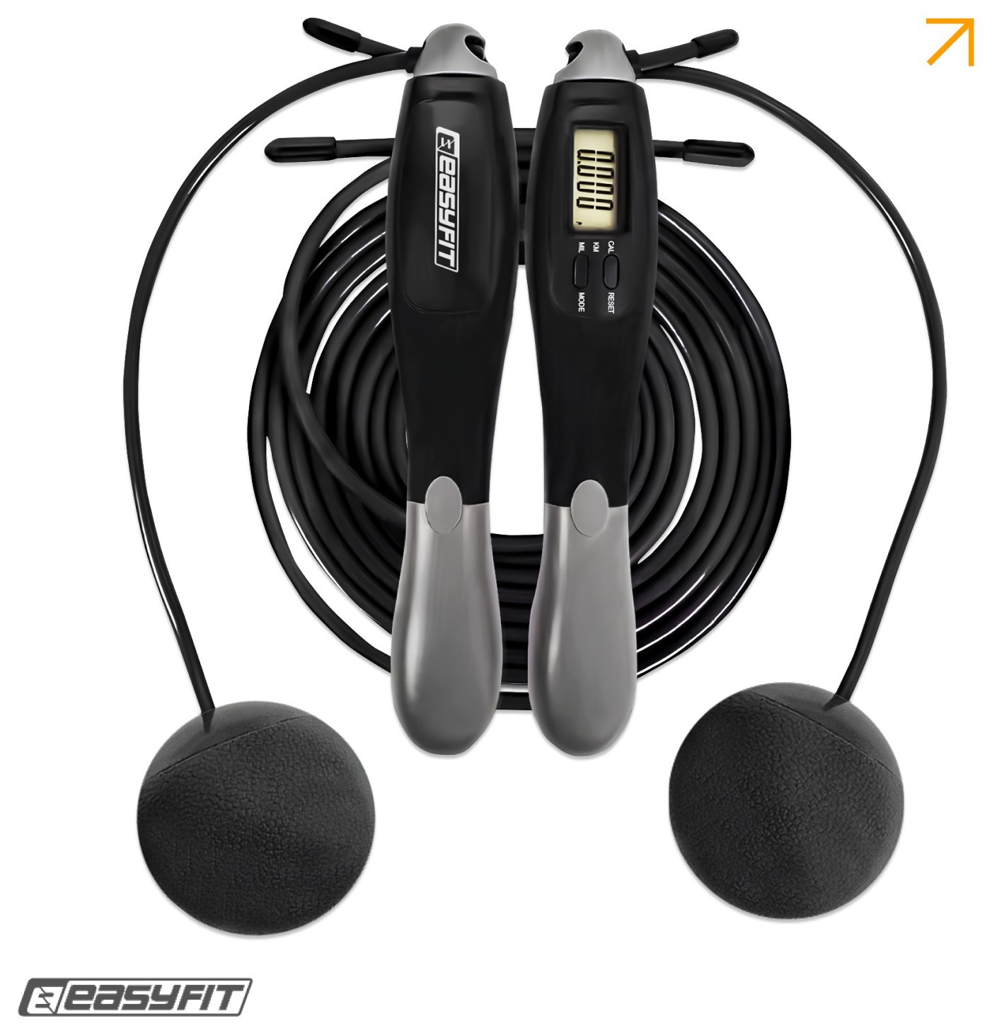 Скакалка со счетчиком EasyFit TwinRope скоростная 2,8м черная-серая EFIT_EF-1909-GY