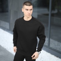 Оверсайз світшот чорний чоловічий осінь зима Pobedov Hubble. Оверсайз кофта чорна