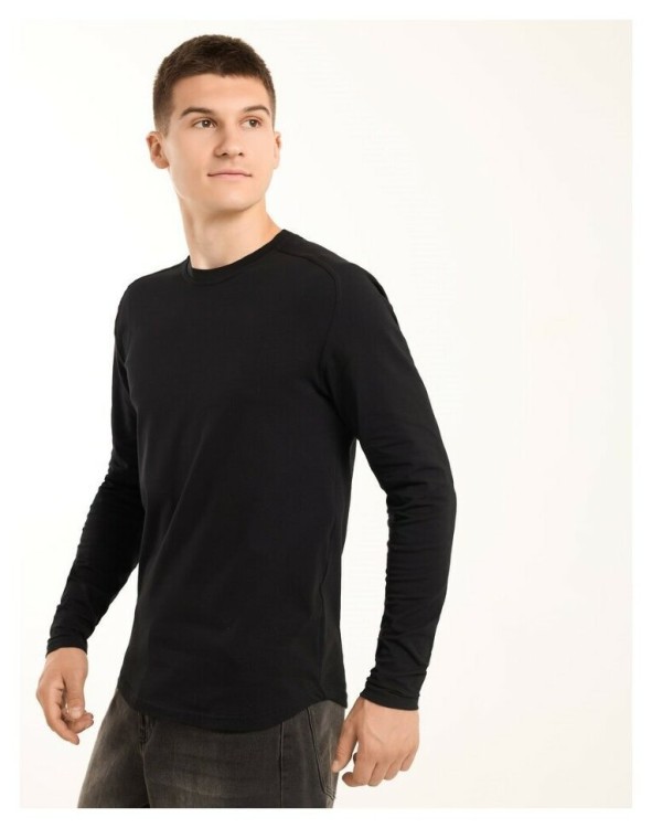 Чорний чоловічий лонгсів Pobedov Dune. Чорна чоловіча кофта з куліру POB_00000009519