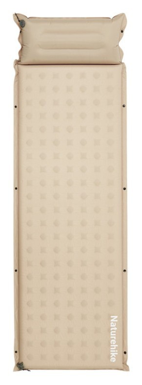 Матрац туристичний із подушкою, самонадувний одномісний Naturehike CNK2550WS025, вологостійкий, 200 х 65 х 3 см, бежевий FNR_6977465868824