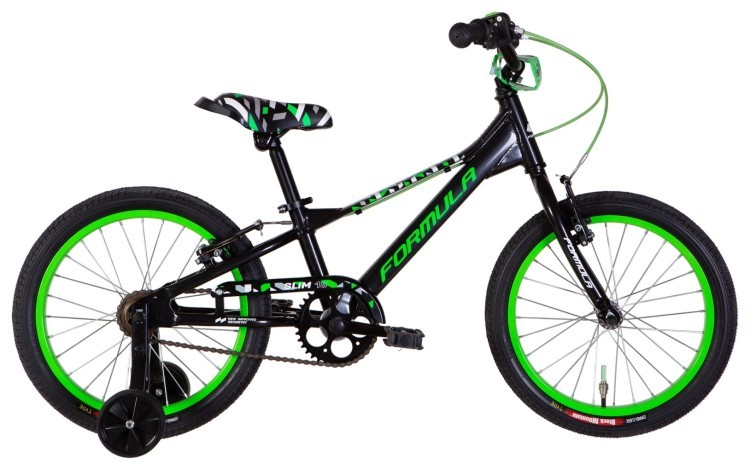 Велосипед AL 18" Formula SLIM Vbr рама-9" чорно-зелений 2024 дзвоник OPS-FRK-18-132