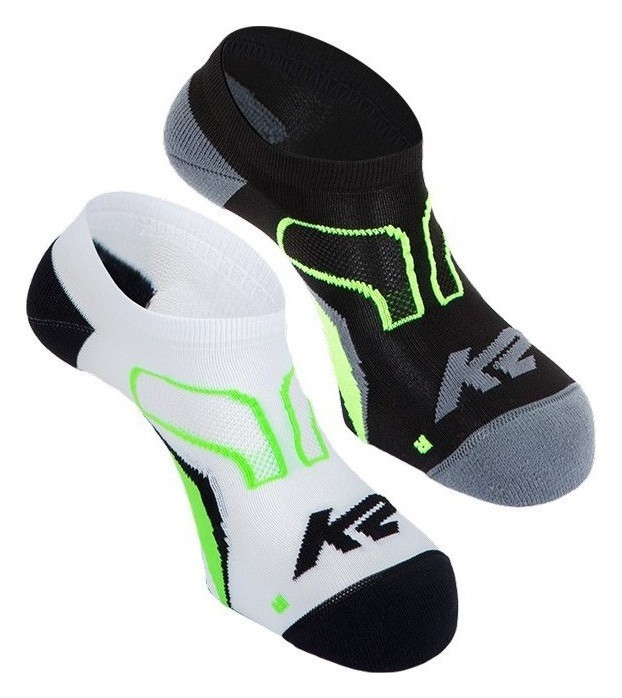 Носки для туризму K2 ACTIVE TECH LOW CUT SOCK 2 PAIRS 43-46 White/n.green+black/n.green (11766) RCH_19190