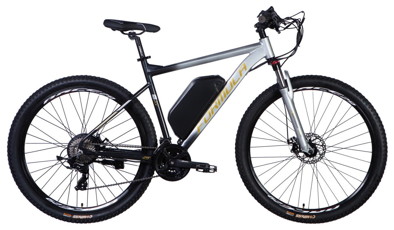 Велосипед з електроприводом 29" AL Formula eF-1 DD CS рама-21" 48B 17.5А*г 500Вт сріблясто-чорний 2026 ELB-FR-29-256