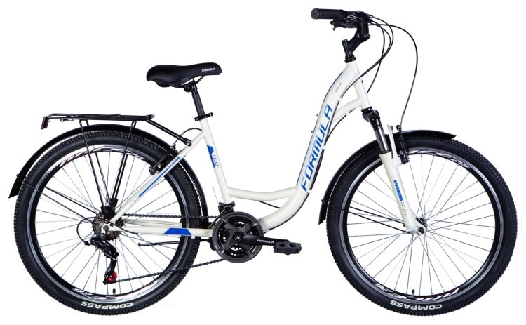 Велосипед ST 26" Formula OMEGA AM Vbr рама- с багажником задн St с крылом St 2024 (белый (м)) OPS-FR-26-727