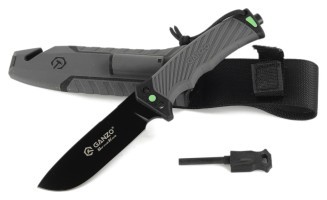 Ніж Ganzo G8012V2-GY сiрий (G8012V2-GY) з паракордом