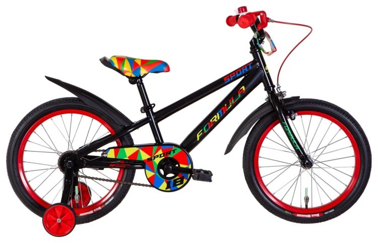 Велосипед ST 18" Formula SPORT BH рама-9" черный 2024 крылья, звонок OPS-FRK-18-145