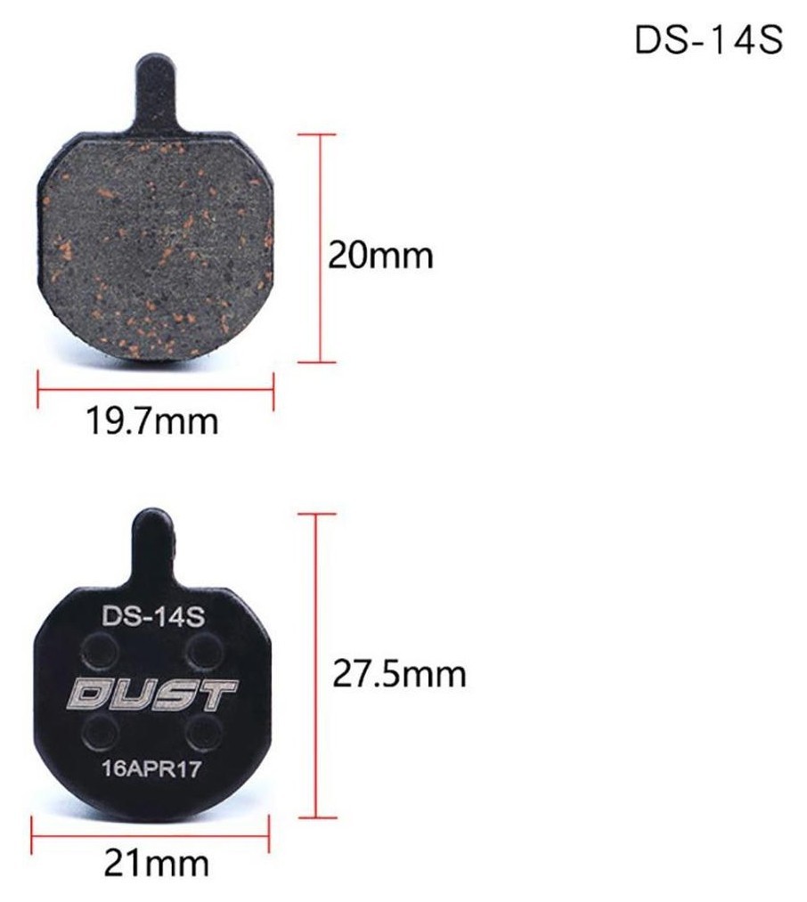 Колодки тормозные disc Полуметалл DUST DS-14S Hayes Sole hydraulic、MX2、MX3、MX4、GX2、CX5、Bengal HELIX3、HELIX5 AM (брендированная упаковка) BRS-025