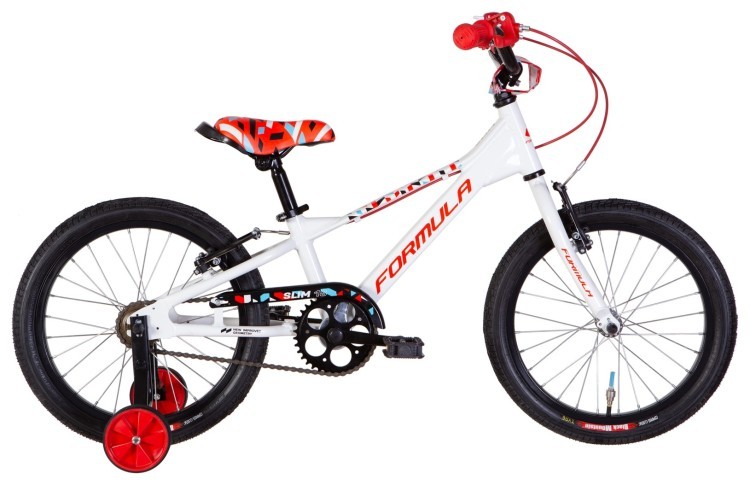 Велосипед AL 18" Formula SLIM Vbr рама-9" белый с красным звонком 2024 OPS-FRK-18-130