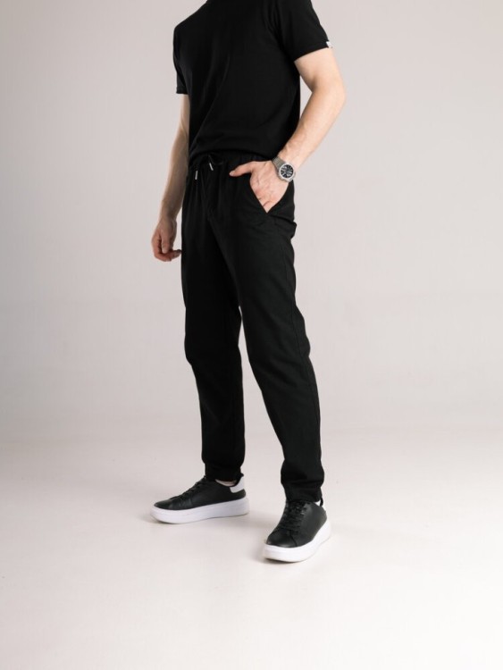 Чоловічі чорні штани демісезонні котонові прямого крою Pobedov Step POB_00000007074