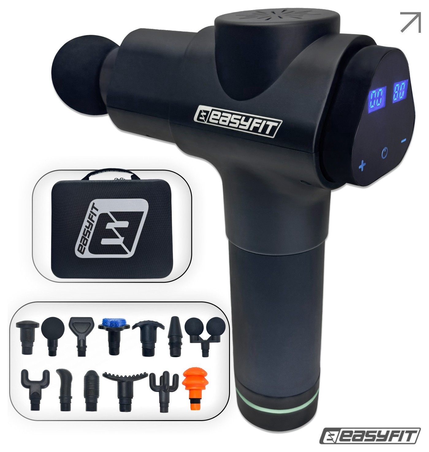 Перкуссионный вибромассажер EasyFit UltraGun 13 насадок EFIT_EF-2074