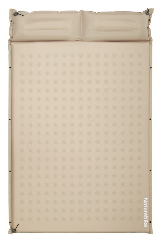 Матрац туристичний із подушкою, самонадувний двомісний Naturehike CNK2550WS025, вологостійкий, 200х130х3 см, бежевий FNR_6977465868770