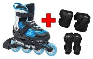 Комплект роликовые коньки Rollerblade Microblade SL black-sky blue + защита