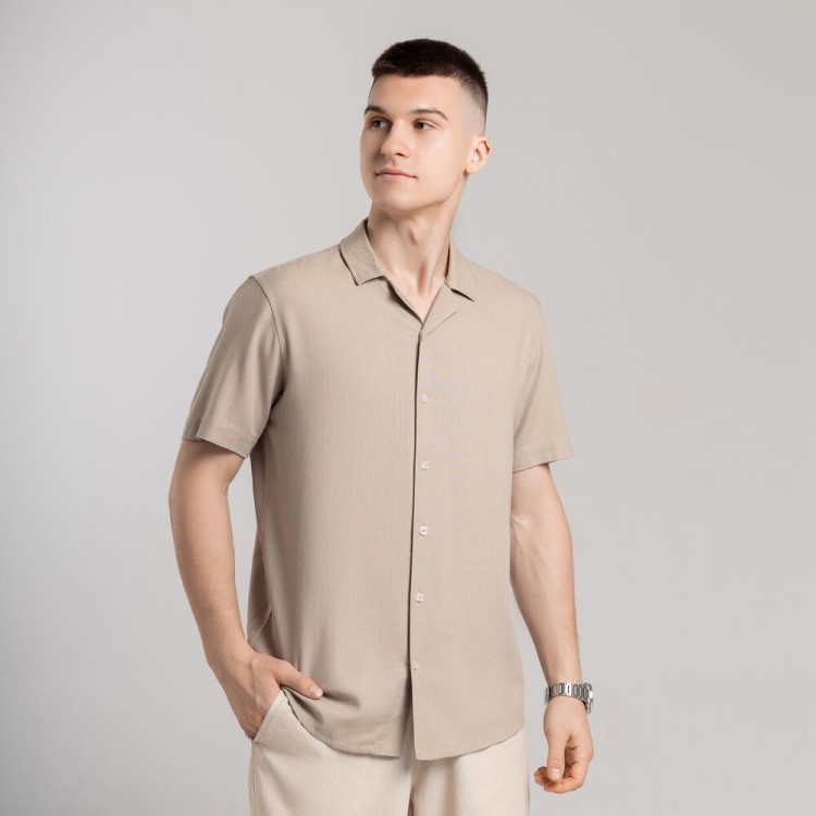 Чоловіча сорочка з коротким рукавом бежева Pobedov Marsel POB_00000006414