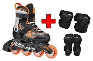Комплект роликовые коньки Rollerblade Microblade SL black-orange + защита Rollerblade Microblade SL black-orange