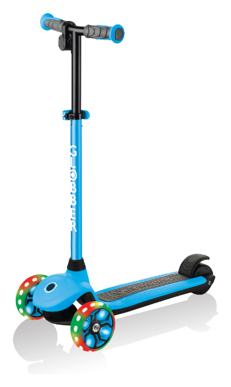 Електросамокат GLOBBER серії E-MOTION 4 блакитний, колеса з підсвіткою, 50кг, 6+, 3 колеса DWT_755-101