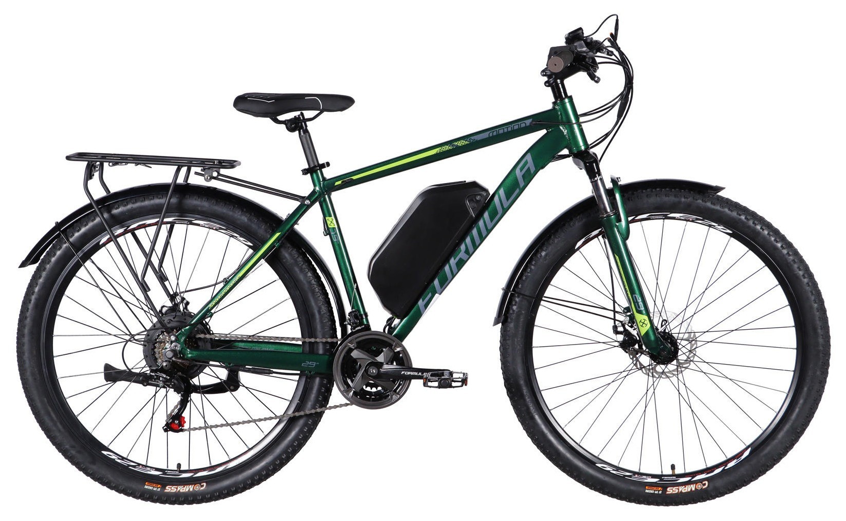 Велосипед з електроприводом 29" AL Formula eMOTION PLUS DD FR рама-19" 48B 15А*г 500Вт зелено-сірий 2026 ELB-FR-29-260