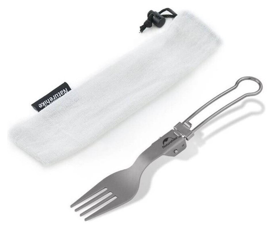 Виделка титанова складана Naturehike NH19C001-J сіра з мішечком FNR_6927595734759