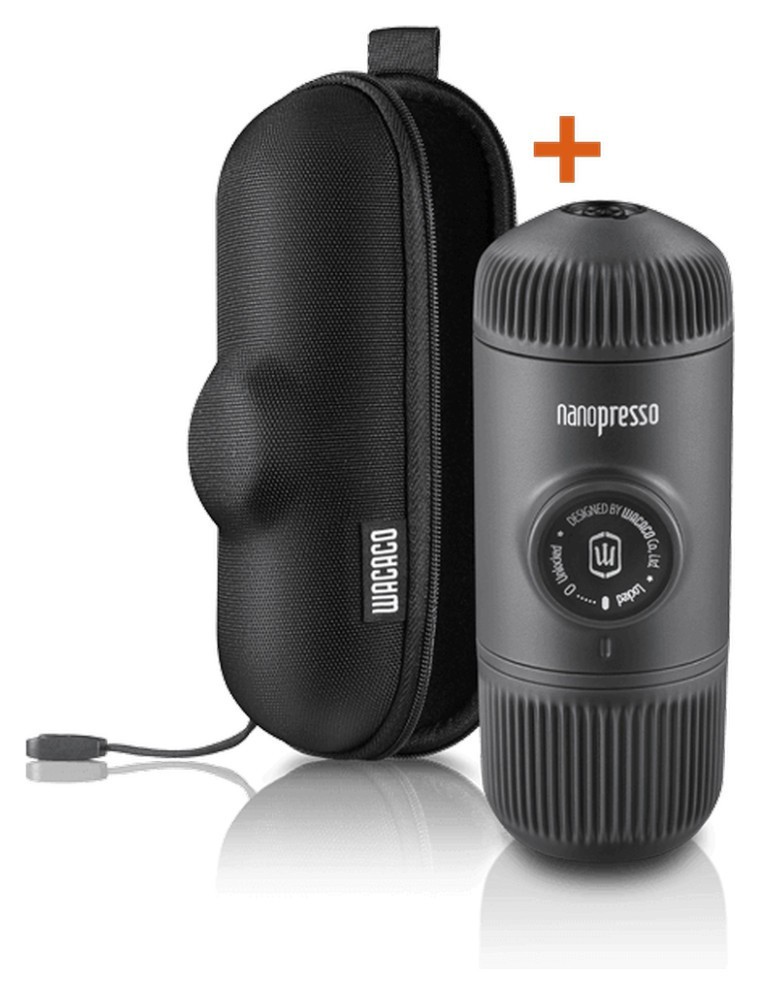 Портативна еспресо-кавоварка Wacaco Nanopresso сіра з чохлом, механічна, для меленої кави FNR_WNANOGRcase