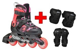 Комплект роликовые коньки Rollerblade Microblade SL black-coral + защита