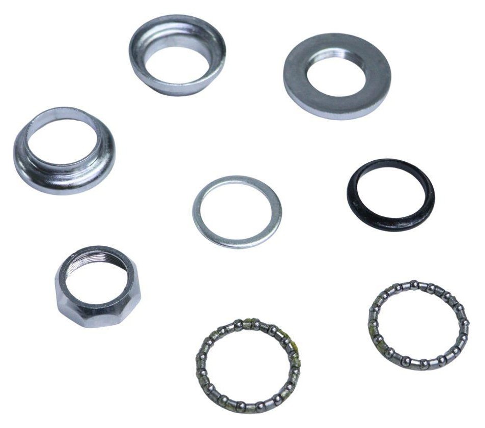 Рулевая колонка резьб. не интегрированная 1" VLT YQ-CZ-22 серебристый (комплект) шаг резьбы 1х24Т, подшипник X16 AM (брендированная упаковка) HSE-179