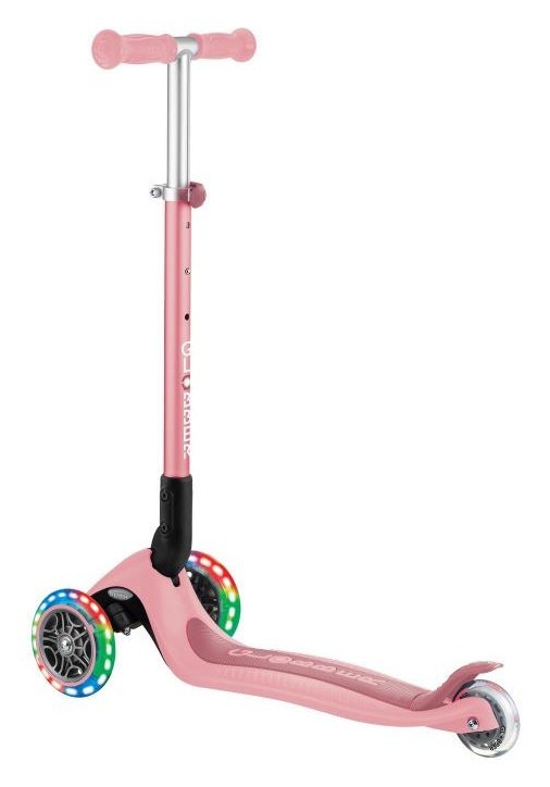 Самокат GLOBBER серии PRIMO FOLDABLE LIGHTS, пастельно-розовый, подсветочные колеса, 50кг 3+ DWT_432-211-3