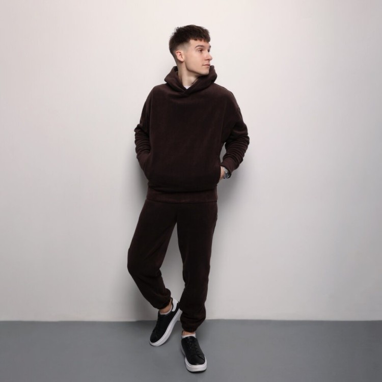 Флісовий зимовий чоловічий костюм Pobedov Mariot. Темно-шоколадний чоловічий флісовий костюм POB_00000009392