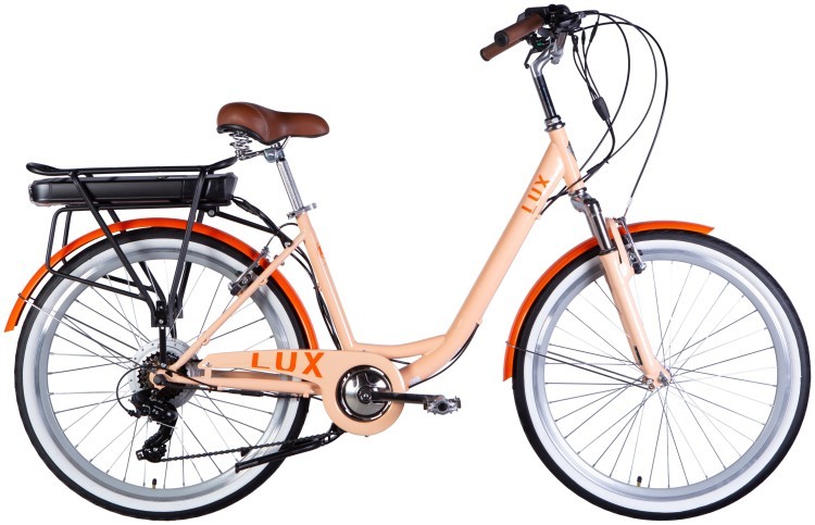 Велосипед с электроприводом 26" ST Dorozhnik eLUX Vbr FR рама-17" 36B 12.5А*ч 500Вт пудровый PANTONE 162 C 2025 ELB-D-26-257