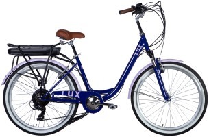 Велосипед з електроприводом 26" ST Dorozhnik eLUX Vbr FR рама-17" 36B 12.5А*г 500Вт бузковий YS 7102 60% matt 2025 крила, крило пер., крило зад., підніжка